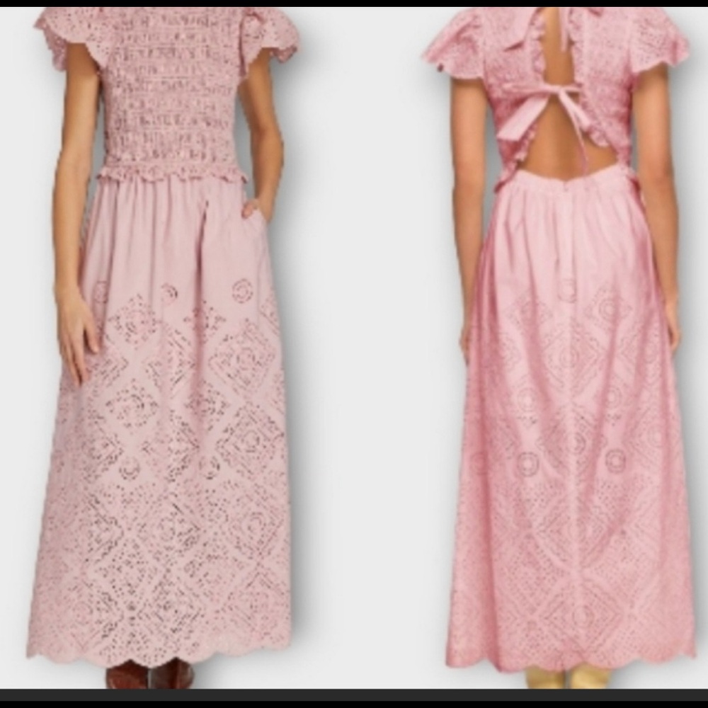 SEA NEW YORK VIENNE SMOCKED EYELET DRESS